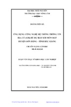 ứng dụng công nghệ hệ thống thông tin địa lý (gis) để dự báo xói mòn đất huyện sơn động   tỉnh bắc giang