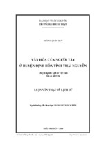 Văn hóa của người tày ở huyện định hóa tỉnh thái nguyên