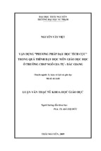 Vận dụng phương pháp dạy học tích cực trong quá trình dạy học môn giáo dục học ở trường cđsp ngô gia tự   bắc giang