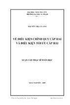 Về điều kiện chính quy cấp hai và điều kiện tối ưu cấp hai