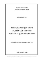 Phong lê với quá trình nghiên cứu thơ văn nguyễn ái quốc hồ chí minh