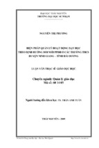 Biện pháp quản lý hoạt động dạy học theo định hướng đổi mới ppdh ở các trường thcs huyện ninh giang – tỉnh hải dương