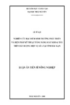 Nghiên cứu đặc điểm sinh trưởng phát triển và biện pháp kỹ thuật tăng năng suất khoai tây trên đất ruộng một vụ lúa tại tỉnh bắc kạn