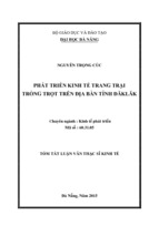 Luận văn thạc sĩ kinh tế phát triển kinh tế trang trại trồng trọt trên địa bàn tỉnh đăklăk