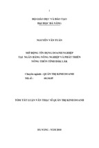 Luận văn thạc sĩ mở rộng tín dụng đối với doanh nghiệp nhỏ và vừa tại ngân hàng nông nghiệp và phát triển nông thôn tỉnh đák lak