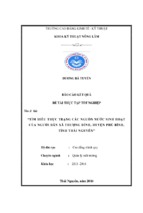 Báo cáo kết quả đề tài thực tập tốt nghiệp tìm hiểu thực trạng các nguồn nước sinh hoạt của người dân xã thương điình, huyện phú bình, tình thái nguyên