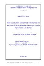 Luận văn thạc sĩ nông nghiệp đánh giá khả năng kết hợp và tuyển chọn các tổ hợp lai mướp đắng (momordica charantia.l