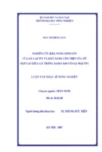 Luận văn thạc sĩ nông nghiệp nghiên cứu khả năng sinh sản của gà lai tp1 và khả năng cho thịt của tổ hợp lai giữa gà trống sasso x44 với gà mai tp1