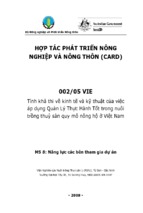 Báo cáo hợp tác phát triển nông nghiệp và nông thôn tính khả thi về kinh tế và kỹ thuật của việc áp dụng quản lý thực hành tốt trong nuôi trồng thuỷ sản quy mô nông hộ ở việt nam   ms 8