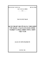 Luận án tiến sĩ kinh tế quản trị rủi ro tín dụng theo hiệp ước basel 2 tại ngân hàng nông nghiệp và phát triển nông thôn việt nam