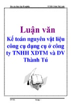 Kế toán nguyên vật liệu công cụ dụng cụ ở công ty tnhh xdtm và dv thành túb