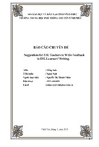 Suggestions for esl teachers to write feedback in esl learners’ writing.