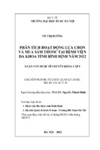 Phân tích hoạt động lựa chọn và mua sắm thuốc tại bệnh viện đa khoa tỉnh bình định năm 2012