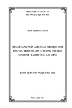 Rèn kĩ năng phát âm chuẩn cho học sinh dân tộc thiểu số lớp 1 trường tiểu học sơn bình   tam đường   lai châu