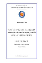 Nâng cao sự hài lòng của nhân viên văn phòng các trường đại học ngoài công lập tại thành phố hồ chí minh