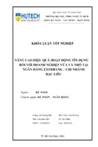 Nâng cao hiệu quả hoạt động tín dụng đối với tại ngân hàng eximbank chi nhánh bạc liêu