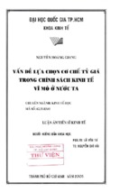 Luận án tiến sĩ vấn đề lựa chọn cơ chế tỷ giá trong chính sách kinh tế vĩ mô ở nước ta