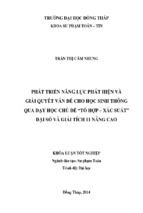 Phát triển năng lực phát hiện và giải quyết vấn đề cho học sinh thông qua dạy học chủ đề “tổ hợp – xác suất” đại số   giải tích 11 nâng cao