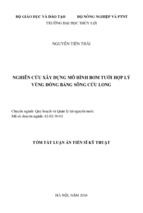 Kỹ thuật nghiên cứu xây dựng mô hình bơm tưới hợp lý vùng đồng bằng sông cửu long