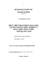 Quản trị kinh doanh phát triển hoạt động bảo lãnh tại ngân hàng nông nghiệp và phát triển nông thôn tỉnh quảng nam