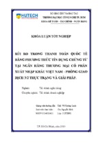 Báo cáo rủi ro trong thanh toán quốc tế bằng phương thức tín dụng chứng từ ngân hàng tmcp xuất nhập khẩu việt nam phòng giao dịch 32 thực trạng và giải pháp