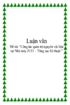 Luận văn công tác quản trị nguyên vật liệu tại nhà máy z153 – tổng cục kĩ thuật