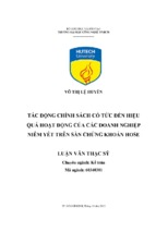Tác động chính sách cổ tức đến hiệu quả hoạt động của các doanh nghiệp niêm yết trên sàn chứng khoán hose