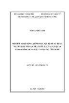 Luận án tiến sĩ kinh tế  đổi mới hoạt động kiểm soát nội bộ về sử dụng ngân sách, tài sản nhà nước tại các cơ quan hành chính, sự nghiệp thuộc bộ tài chính