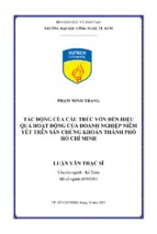 Tác động của cấu trúc vốn đến hiệu quả hoạt động của doanh nghiệp niêm yết trên sàn chứng khoán thành phố hồ chí minh