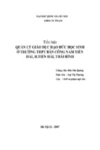 Skkn  quản lý giáo dục đạo đức học sinh ở trường thpt bán công nam tiền hải, h. tiền hải thái bình