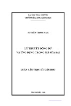 Lý thuyết đồng dư và ứng dụng trong mã sửa sai