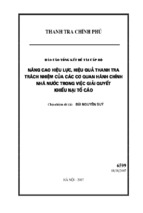 Nâng cao hiệu lực, hiệu quả thanh tra trách nhiệm của các cơ quan hành chính nhà nước trong việc giải quyết khiếu nại tố cáo