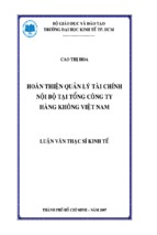 Luận văn thạc sĩ hoàn thiện quản lý tài chính nội bộ tại tổng công ty hàng không việt nam