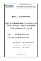 Báo cáo phân tích tình hình hoạt động tín dụng trung – dài hạn tại ngân hàng tmcp công thương vn chi nhánh tây đô