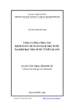 Tăng cường công tác kiểm soát chi ngân sách nhà nước tại kho bạc nhà nước tuyên quang