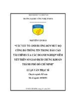 Các yếu tố ảnh hưởng đến mức độ công bố thông tin trong báo cáo tài chính của các doanh nghiệp niêm yết trên cơ sở giao dịch chứng khoán thành phố hồ chí minh.encrypted