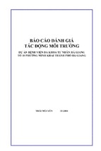 Báo cáo đánh giá tác động môi trường dự án bệnh viện đa khoa tư nhân hà giang