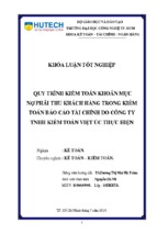 Quy trình kiểm toán khoản mục nợ phải thu trong kiểm toán báo cáo tài chính do công ty tnhh kiểm toán việt úc thực hiện