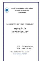 Bài tập phương pháp nghiên cứu khoa học hiệu quả của mô phỏng quản lý