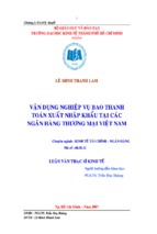 Luận văn thạc sĩ vận dụng nghiệp vụ bao thanh toán xuất nhập khẩu tại các ngân hàng thương mại việt nam