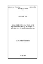 Luận án tiến sĩ kinh tế hoàn thiện công tác thẩm định tài chính đối với các dự án đầu tư dài hạn của tổng công ty sông đà