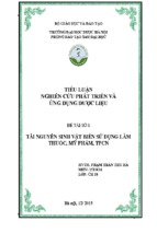 Bài tiểu luận tài nguyên sinh vật biển sử dụng làm thuốc, mỹ phẩm, tpcn