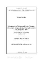 Nghiên cứu giải pháp phát triển kinh tế nông thôn huyện võ nhai tỉnh thái nguyên giai đoạn 2011 2015