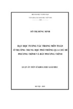 Dạy học tương tác trong môn toán ở trường trung học phổ thông qua chủ đề phương trình và bất phương trình