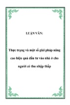 Thực trạng và một số giải pháp nâng cao hiệu quả đầu tư vào nhà ở cho người có thu nhập thấp