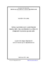 Nâng cao năng lực cạnh tranh trong tiêu thụ sản phẩm của công ty tnhh một thành viên xi măng quang sơn