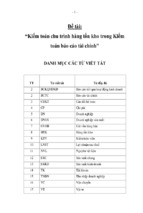 đề tài kiểm toán chu trình hàng tồn kho trong kiểm toán báo cáo tài chính