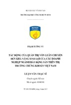 Tác động của quản trị vốn luân chuyển đến khả năng sinh lợi của các doanh nghiệp ngành bất động sản trên thị trường chứng khoán việt nam