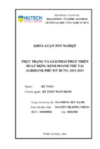 Thực trạng và giải pháp phát triển hoạt động kinh doanh thẻ của agribank phú mỹ hưng 2011   2013