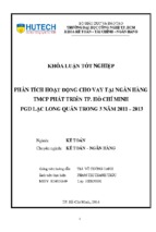 Phân tích hoạt động cho vay tại ngân hàng tmcp phát triển tp.hồ chí minh pgd lạc long quân trong 3 năm 2011   2013